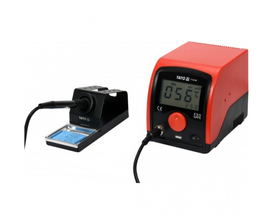 Фото 2 - Паяльна станція мережева YATO; Р= 75 Вт, t°= 200-480°С, жало тип 900М, LCD табло з USB заряджанням