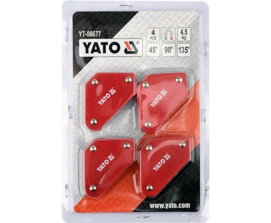 Фото 3 - Кутники магнітні для зварювання YATO: кут: 45°, 90°, 135°, сила утримув- 4.5 кг, 43х72х12 мм, 4 шт