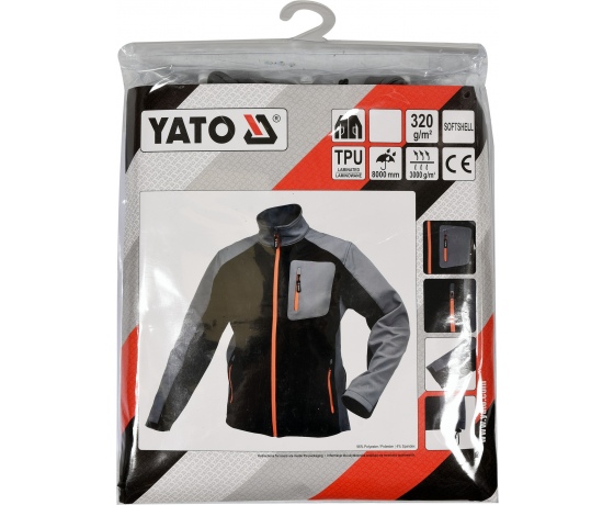 Фото 13 - Куртка робоча SOFTSHELL YATO розмір S, чорно-сіра, 3 кишені, 96% поліестер і 4% спандекс