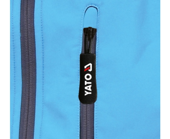 Фото 9 - Куртка робоча SOFTSHELL з прикріпн капюшоном YATO розм S, синьо-сіра, 3 кишені, 96% поліес і 4% спан