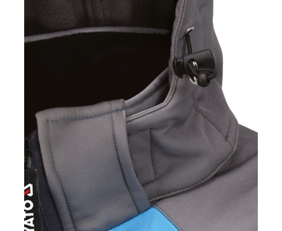 Фото 10 - Куртка робоча SOFTSHELL з прикріпн капюшоном YATO розм S, синьо-сіра, 3 кишені, 96% поліес і 4% спан