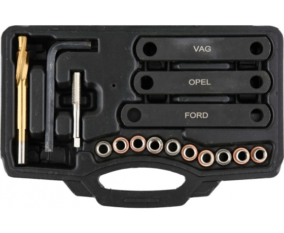Фото 2 - Засоби для ремонту різьби гальмівних супортів FORD/OPEL/VAG YATO, М9х1,25; 16 елем.