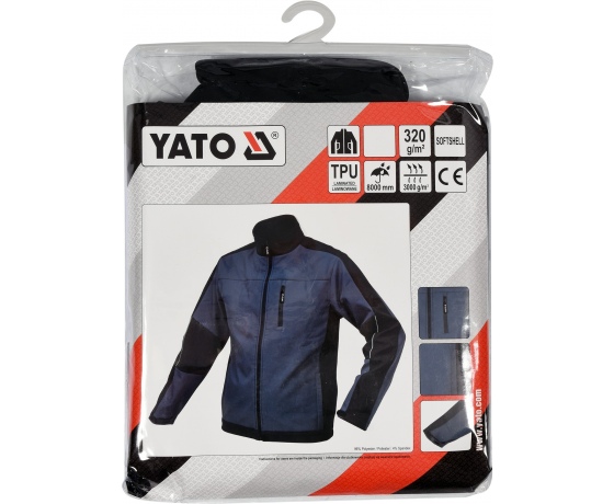 Фото 12 - Куртка робоча SOFTSHELL YATO розмір S, чорно-темно-сіра, 3 кишені, 96% поліестер і 4% спандекс