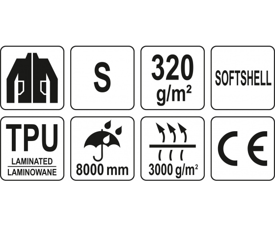 Фото 13 - Куртка робоча SOFTSHELL YATO розмір S, чорно-темно-сіра, 3 кишені, 96% поліестер і 4% спандекс