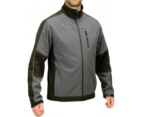 Фото 3 - Куртка робоча SOFTSHELL YATO розмір S, чорно-темно-сіра, 3 кишені, 96% поліестер і 4% спандекс