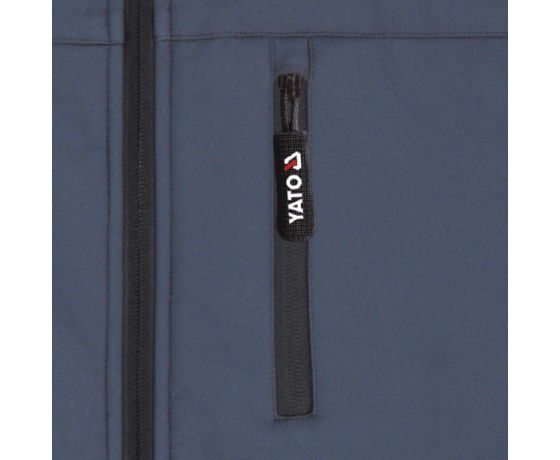 Фото 9 - Куртка робоча SOFTSHELL YATO розмір S, чорно-темно-сіра, 3 кишені, 96% поліестер і 4% спандекс