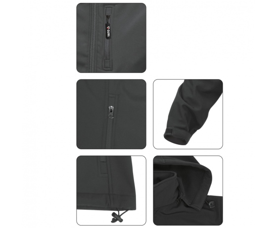 Фото 15 - Куртка робоча SOFTSHELL з прикріпн капюшоном YATO розм S, чорна, 3 кишені, 96% поліест і 4% спандекс