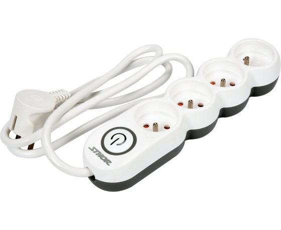 Фото 2 - Подовжувач мережевий STHOR: l= 1,5 м, колодка з 4 гніздами і вмик, 3-жильний Ø=1,5 мм², з заземл