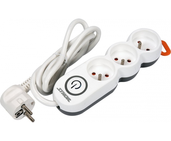 Фото 2 - Подовжувач мережевий STHOR: l= 3 м, колодка з 3 гніздами і вмик, 3-жильний Ø=1,5 мм², з заземл