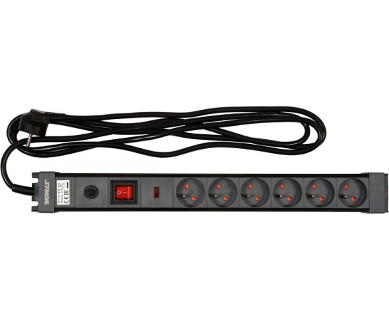 Фото 2 - Подовжувач мережевий STHOR: l= 3 м, колодка- 6 гнізд і вмик, 3-жильний Ø=1,5 мм², з заземл. і захист