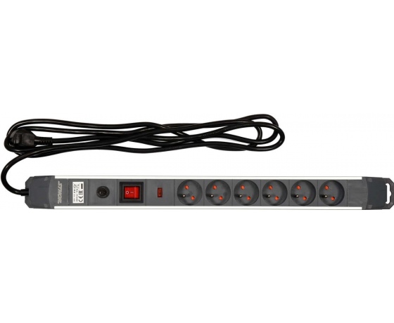 Фото 2 - Подовжувач мережевий STHOR: l= 3 м, колодка- 6 гнізд і вмик, 3-жильний Ø=1,5 мм², з заземл. і захист