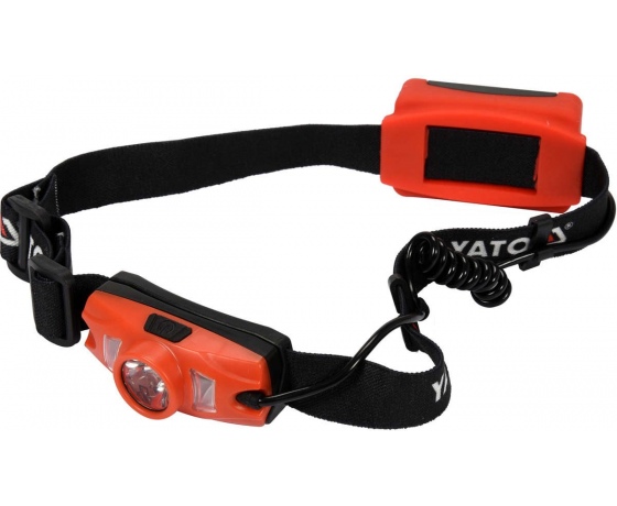 Фото 2 - Ліхтар діодний на чоло YATO; живл. від батарейок 3х ААА, 5 режимів світла + червоний позаду