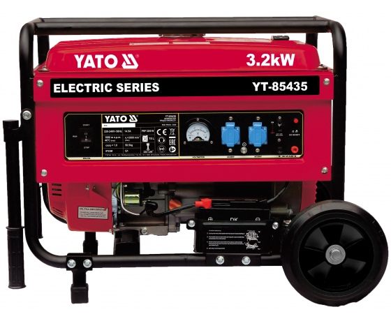 Фото 2 - Генератор струму бензиновий YATO: P= 3.2 кВт, U= 230V AC і 12V DC, витрата- 1.45 л/г, бак- 15 л