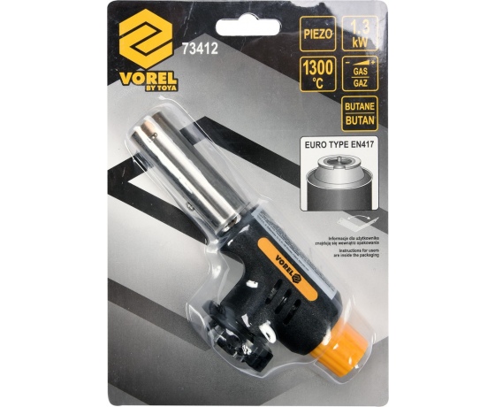 Фото 5 - Газовий пальник VOREL з п`єзозапалом; тип з`єднання EN417 макс. t=1300°C, P= 1,3 кВт