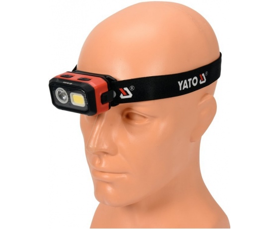 Фото 3 - Ліхтар COB-діодний на чоло YATO; живл. від 3х ААА акумулят 3,7 В 1000 мАгод, 500 Lm, з датчиком руху