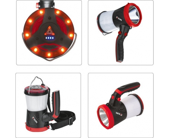 Фото 9 - Ліхтар LED-діодний акумулятор YATO Li-Ion 3.7 В, 15 Вт, 600-1200 Лм, з ручкою, зарядний USB пристрій