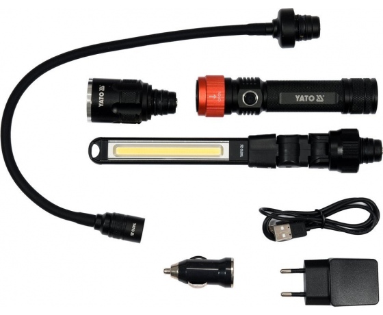 Фото 6 - Ліхтар з обладунками 3 в 1 YATO для ремонтних робіт з зарядним пристроєм, в футлярі