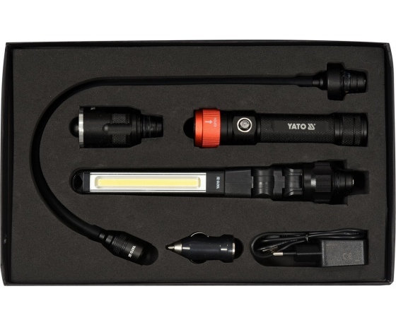 Фото 2 - Ліхтар з обладунками 3 в 1 YATO для ремонтних робіт з зарядним пристроєм, в футлярі