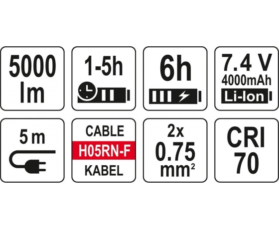 Фото 8 - Прожектори 2 шт. 2828 SMD-діодні YATO: акумул. 4,7 В, 500-5000 Lm, на штативі h= 95-140 см