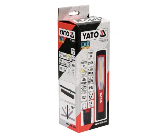 Фото 6 - Світильник переносний світлодіодний YATO акумулят. 3,7 V, 2 режими- 10/4 Вт, 170/ 1000 Lm, заряд USB