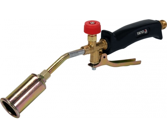 Фото 2 - Пальник газовий (пропан, бутан) для покрів. робі YATO 8 кВт, l= 370 мм, з 2 соплами і шлангом- 1,5 м