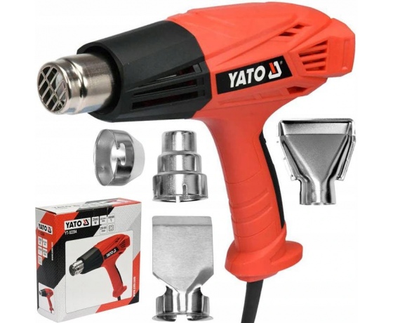 Фото 3 - Фен технічний мережевий YATO 2 кВт 450°/600° 250/500 л/хв регулятор температури + 4 насадки