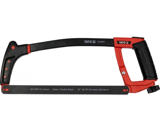 Фото 2 - Ножiвка рамна по металу YATO з 2-стор. полотном l= 300 мм, розподіл зубців- 24/ 8 З/1