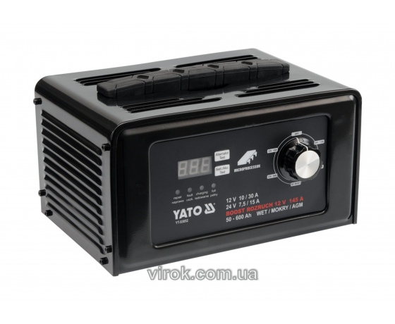 Фото 2 - Пуско-зарядний пристрій для акумуляторів 12/24 В YATO 50-600 Агод 10/30 А (12 В) 7.5/15 А (24 В)
