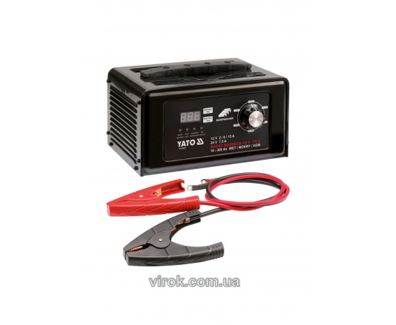 Фото 2 - Пуско-зарядний пристрій для акумуляторів 12/24 В YATO 10-300 Агод 2/8/15 А (12 В) 7.5 А (24 В)