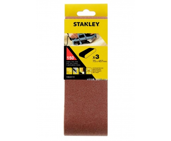 Фото 2 - Стрічка шліфувальна STANLEY 75 x 457 мм P150 3 шт
