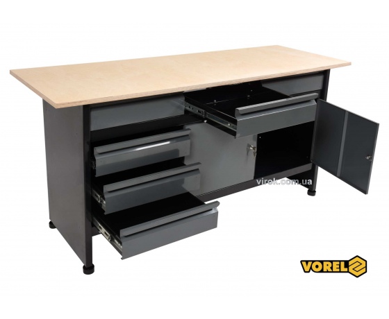 Фото 2 - Стіл для майстерні VOREL 1700 х 600 х 840 мм 6 шухляд з лакованої бляхи 0.8-1 мм