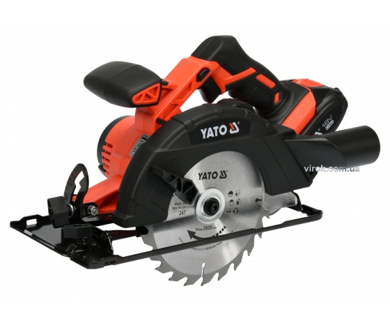 Фото 2 - Пила дискова акумуляторна YATO Li-Ion 18 В 2 Агод диск 165 мм