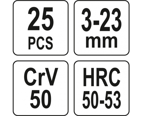 Фото 6 - Набір екстракторів для видалення зломаних гвинтів YATO: Ø= 3-23 мм, 25 шт