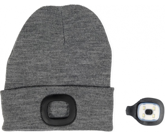 Фото 4 - Шапка зимова сіра VOREL з акумуляторним- 3,7 В ліхтарем 120 Lm