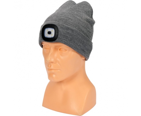 Фото 5 - Шапка зимова сіра VOREL з акумуляторним- 3,7 В ліхтарем 120 Lm