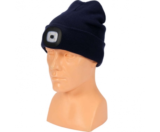 Фото 5 - Шапка зимова темно-синя VOREL з акумуляторним- 3,7 В ліхтарем 120 Lm