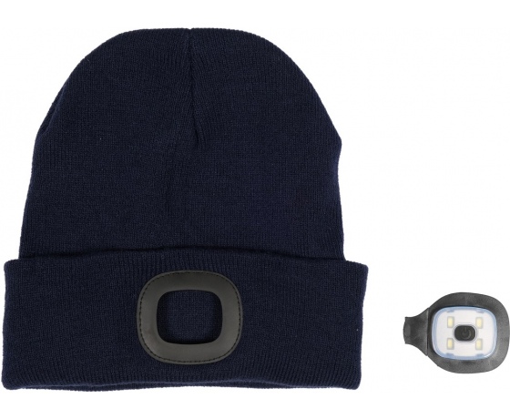 Фото 2 - Шапка зимова темно-синя VOREL з акумуляторним- 3,7 В ліхтарем 120 Lm