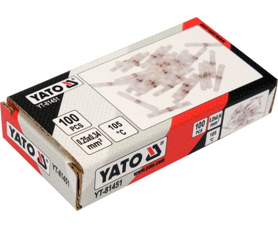 Фото 5 - Кембрики термоусадні при t≤ 105°C з припоєм YATO, прозорі, для провідників 0.25- 0.34 мм², 100 шт