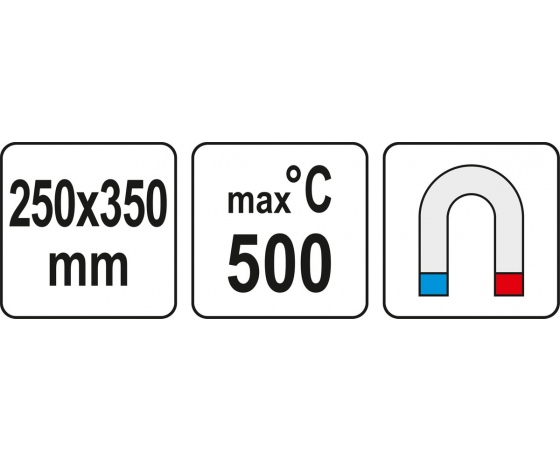 Фото 6 - Підстилка для паяння YATO з жаростійкого силікону до 500°С, 350х 250х 2 мм, магн стрічка 345х 47мм