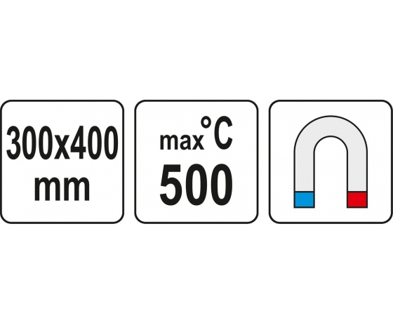 Фото 6 - Підстилка для паяння YATO з жаростійкого силікону до 500°С, 400х 300х 3 мм, магн стрічка 395х 57мм