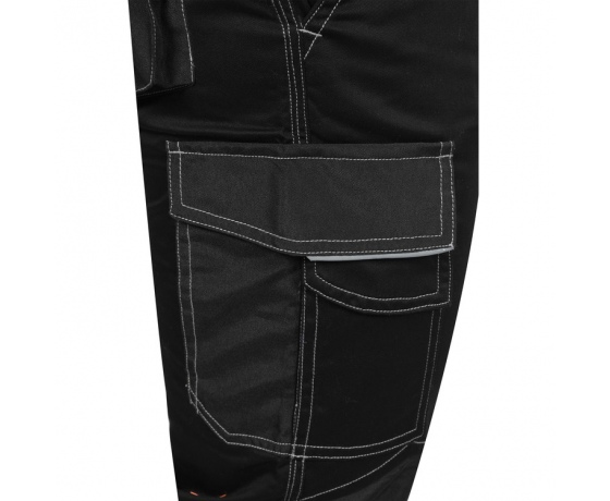 Фото 8 - Штани робочі чорні YATO, розм XL; 9 киш 64%- поліестер, 34%- бавовна, 2%-еластан, відсвічув вставки