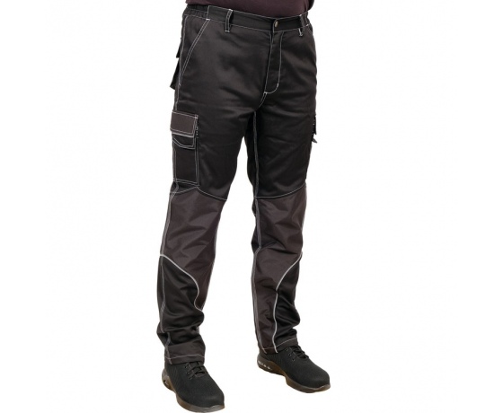 Фото 3 - Штани робочі чорні YATO, розм XXL; 9 киш 64%- поліестер, 34%- бавовна, 2%-еластан, відсвічув вставки