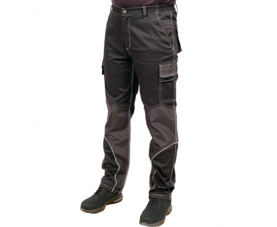 Фото 2 - Штани робочі чорні YATO, розм XXL; 9 киш 64%- поліестер, 34%- бавовна, 2%-еластан, відсвічув вставки