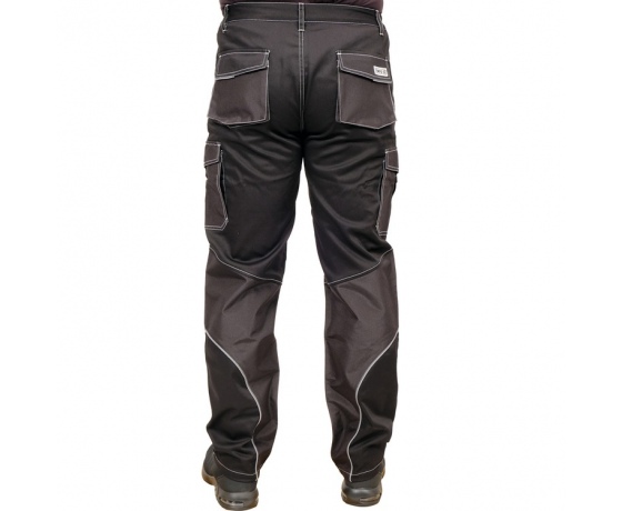 Фото 7 - Штани робочі чорні YATO, розмір L; 9 киш 64%- поліестер, 34%- бавовна, 2%-еластан, відсвічув вставки