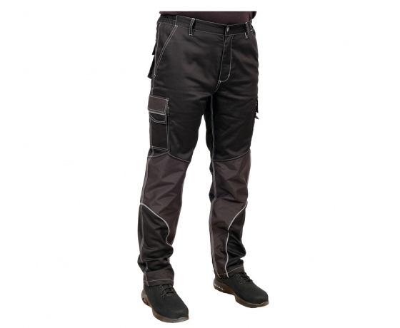 Фото 3 - Штани робочі чорні YATO, розмір S; 9 киш 64%- поліестер, 34%- бавовна, 2%-еластан, відсвічув вставки