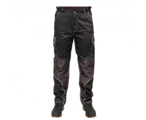 Фото 4 - Штани робочі чорні YATO, розмір S; 9 киш 64%- поліестер, 34%- бавовна, 2%-еластан, відсвічув вставки