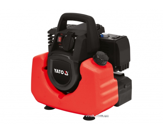 Фото 2 - Генератор ел.струму інверторний бензиновий YATO: W=800/880 Вт, U=230 В, витрата- 0.75 л/г, бак- 3.5л