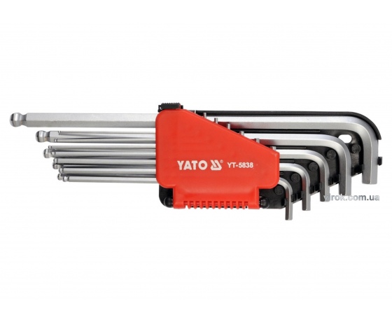 Фото 2 - Набір ключів шестигранних Г-подібних дюймових з кулькою YATO 1/16