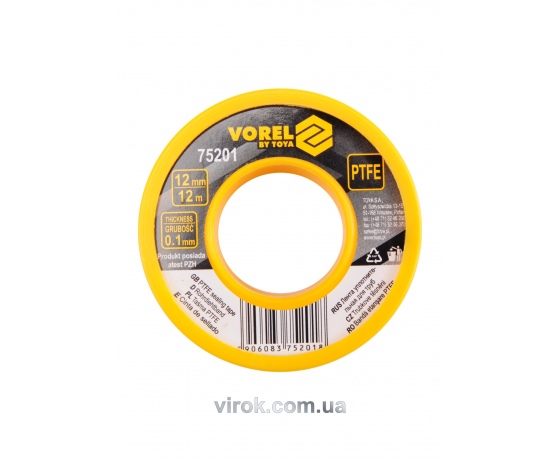 Фото 2 - Фум-стрічка тефлонова VOREL 12 x 0.1 x 12 м