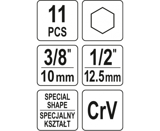 Фото 6 - Насадки 6-гранні для гальмівних супортів авто YATO: квадр- 3/8